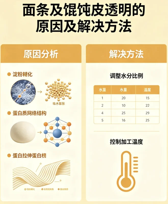 面条及馄饨皮透明的原因？如何解决？-爱面网