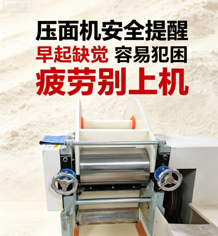 压面机压皮注意安全，严禁打瞌睡-爱面网